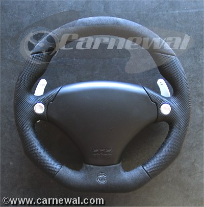 Cavallo Race 340mm Leather , Alcantara and silver shifter paddles
